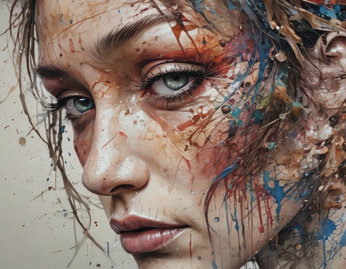 Watercolor Portrait with Intricate Details and Sunlight