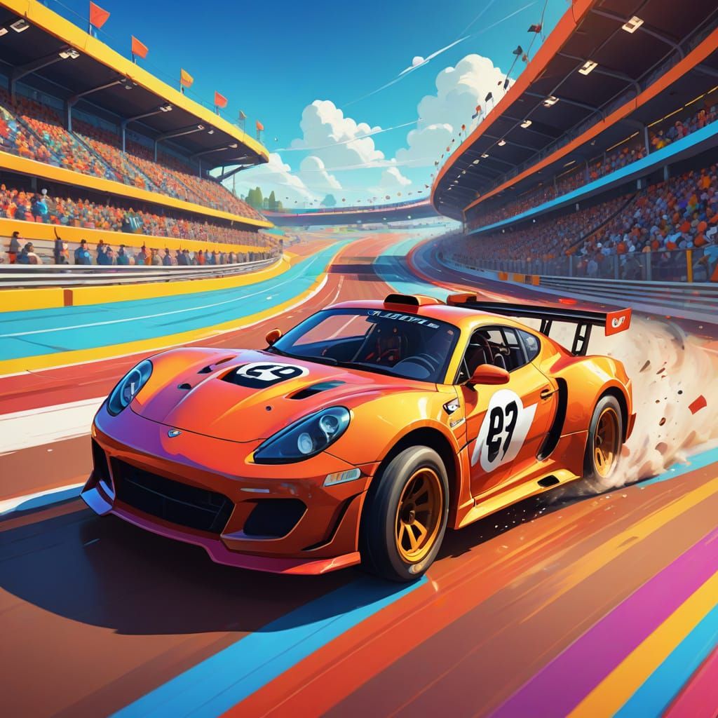 Vibrant Cartoon Race Cars in Energetic Concept Art
