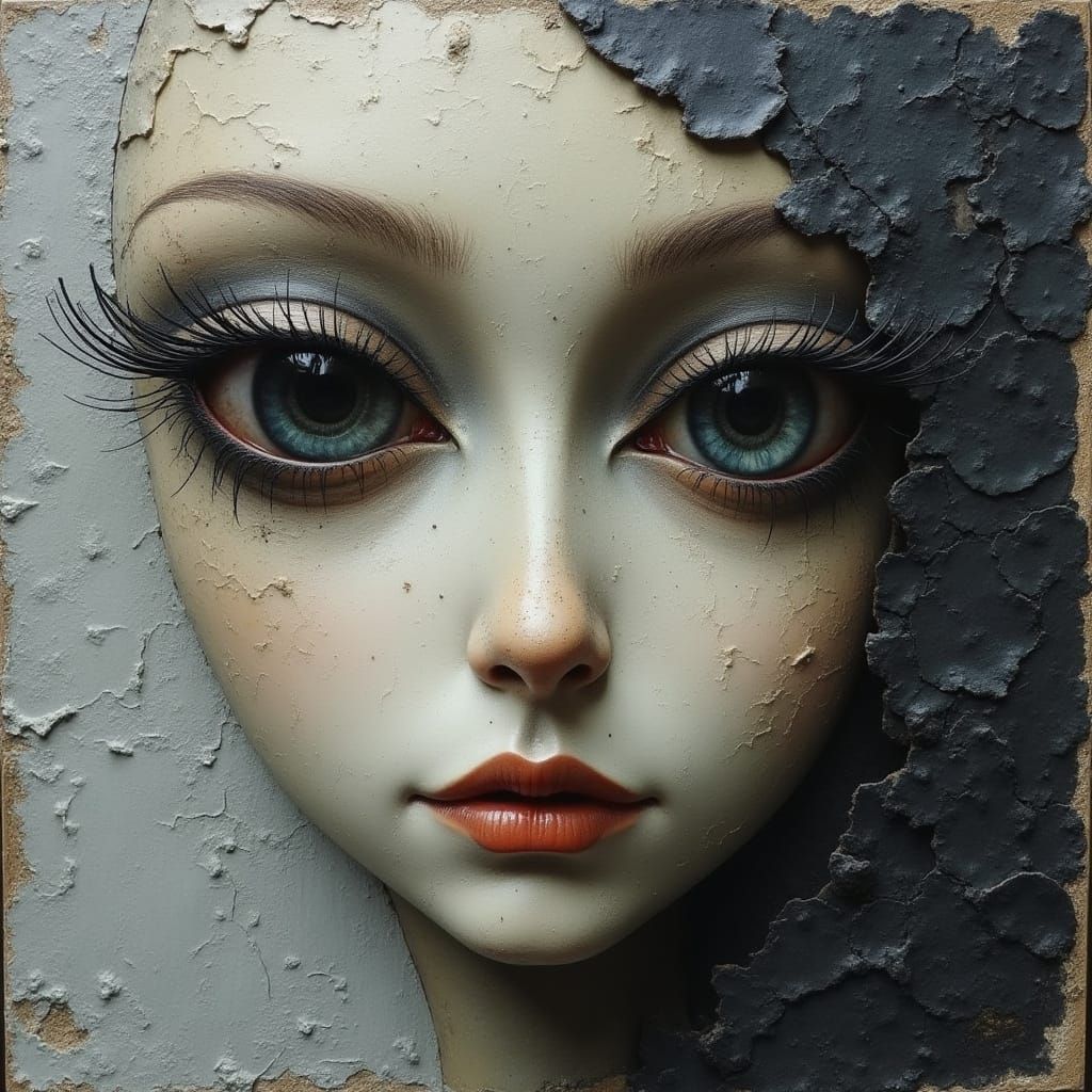 Surrealist Portrait in Shades of Gray, Inspired by Kandinsky...