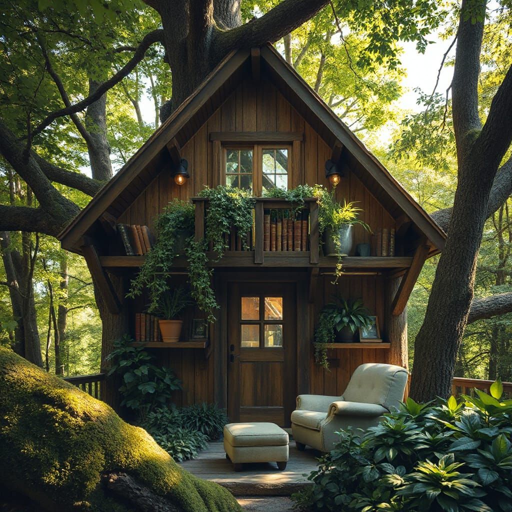 Enchanted Forest Treehouse in Hyperreal Style
