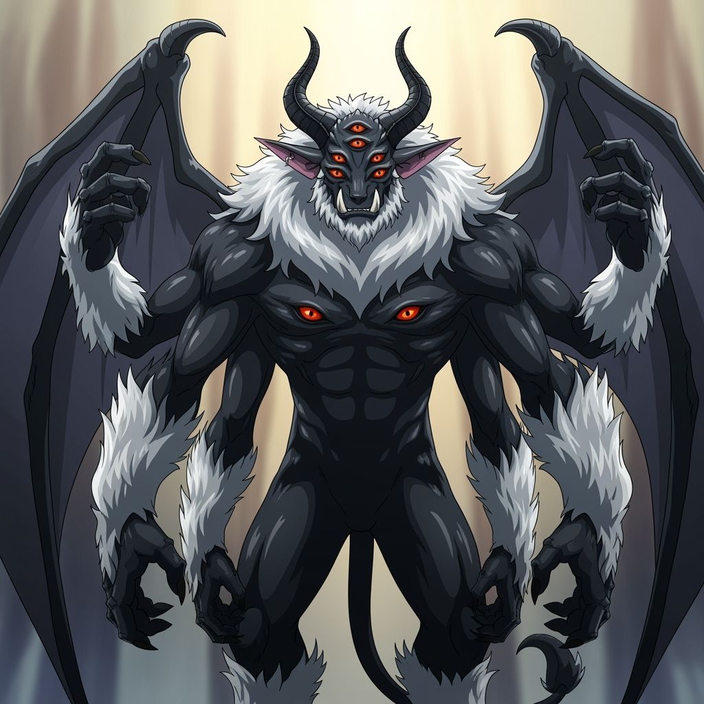 Demonic Gargoyle Bull Sasquatch Creatures in Anime Style