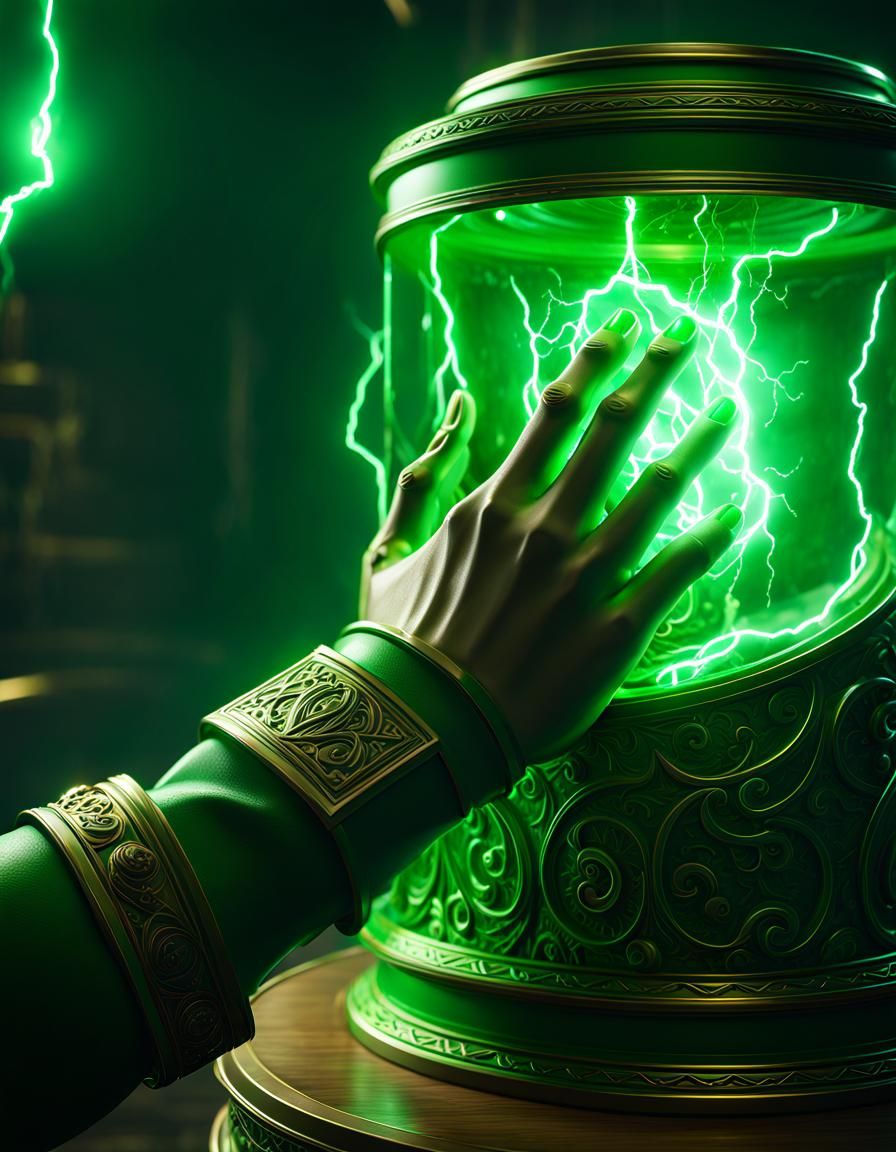 Glowing Hand Creates Lightning in Ultra Detailed Art