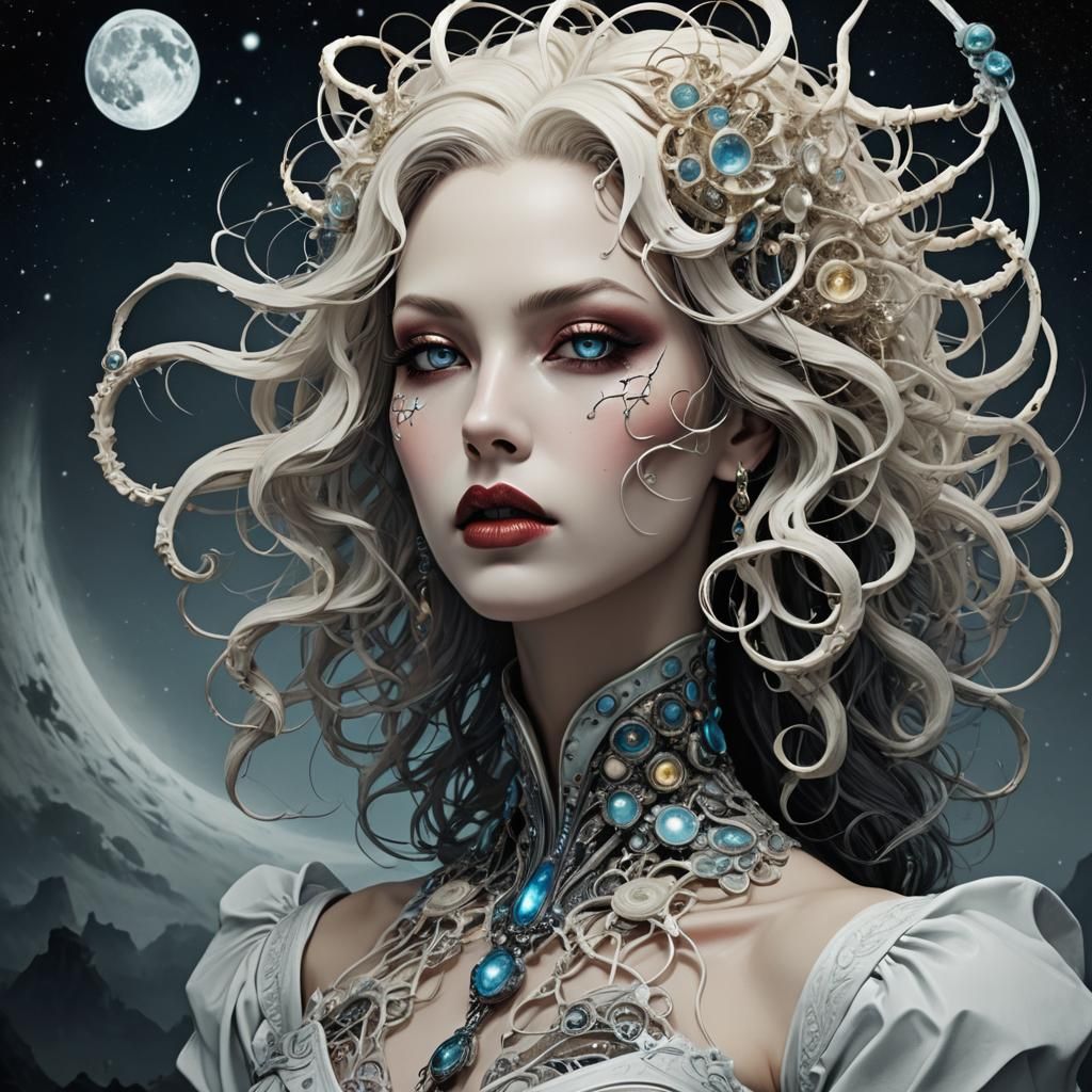 Surreal Princess with Nautilus Lute in Dreamscape