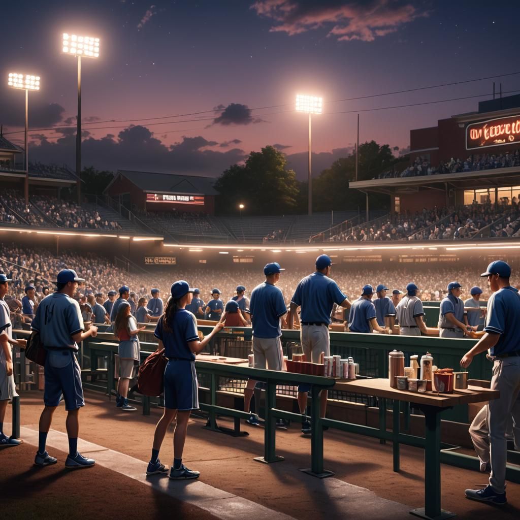 Nighttime High School Baseball Game: Detailed Matte Painting