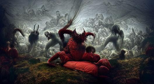 Sinister Demons Crawling: A Horror Scene