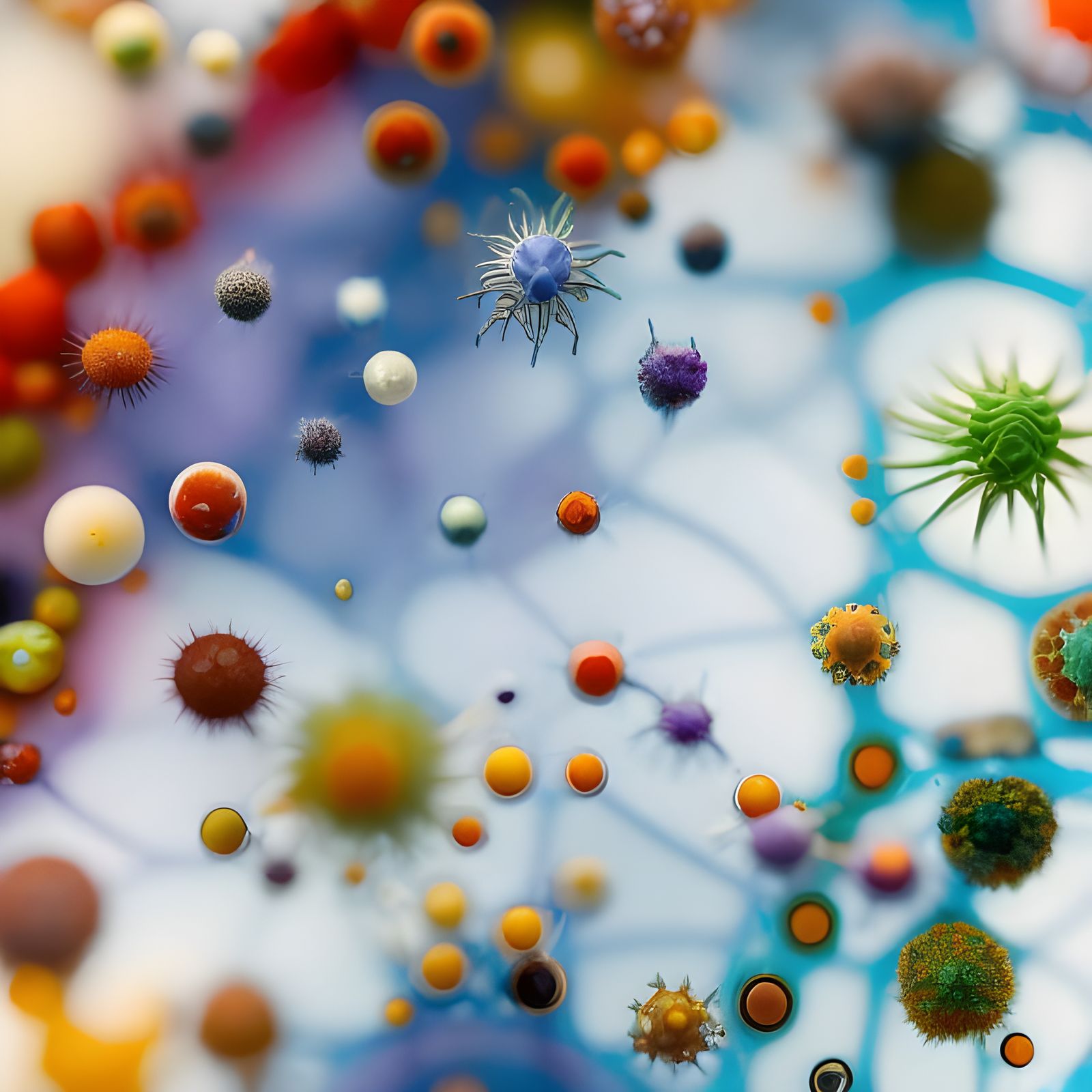 Colorful Bacteria and Fungi Growth in Petri Dish