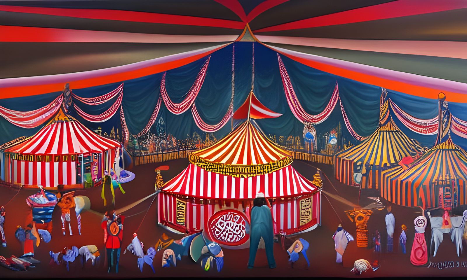 Hyperdetailed Circus Illustration as Oil Painting