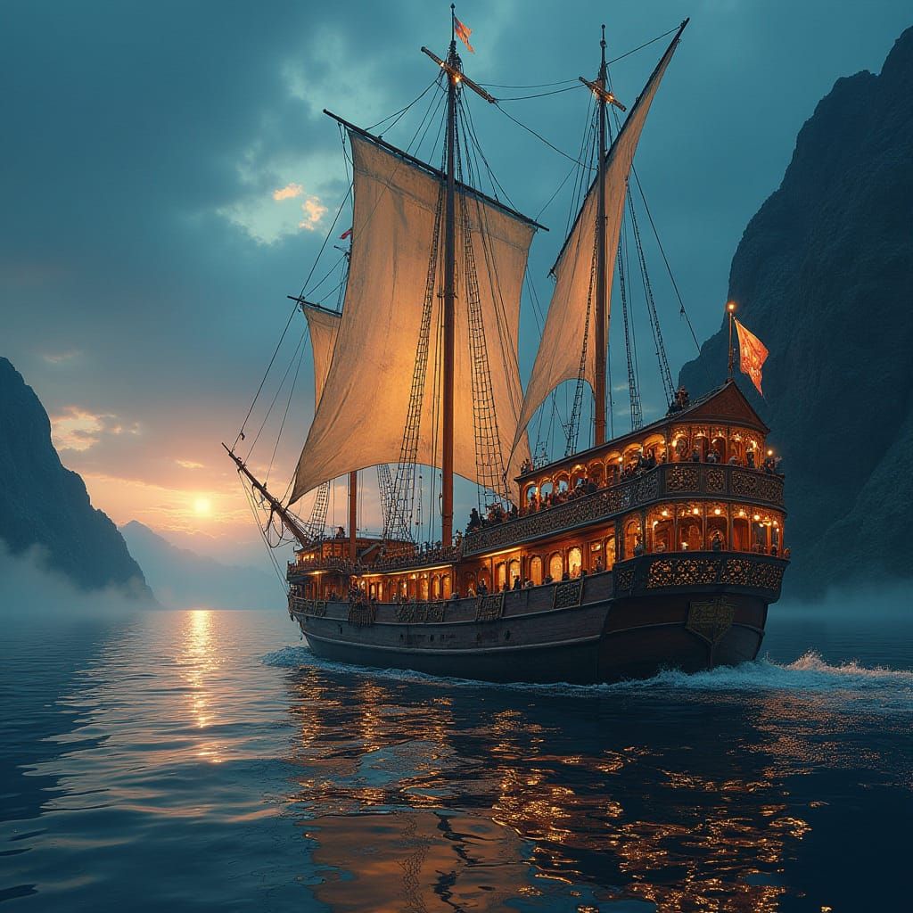 Glittercore Viking Ship Digital Art