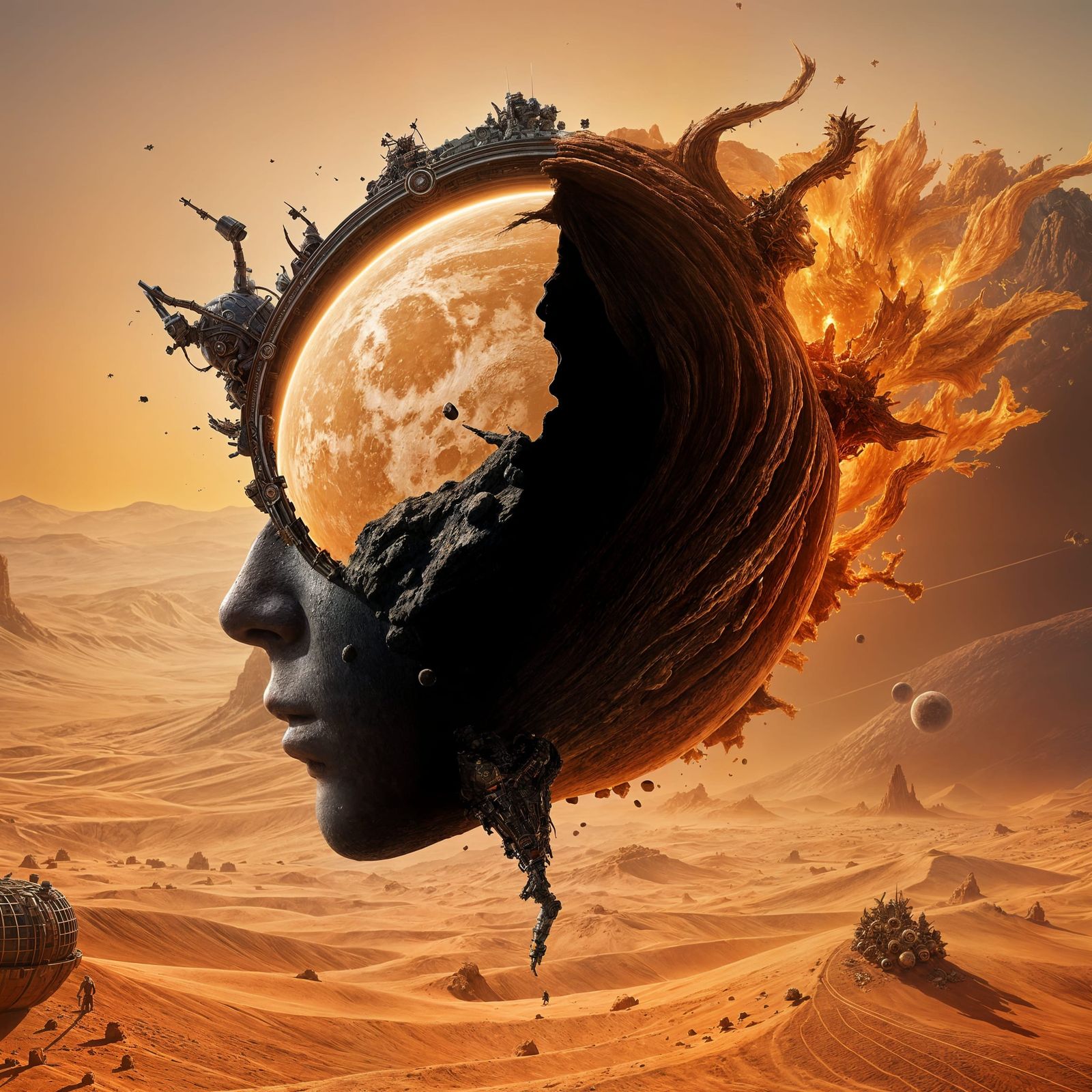 Sun Mother in Science Fiction Black Desert Art