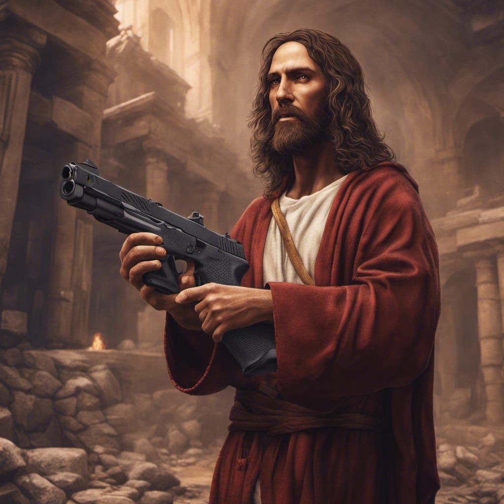 Jesus with a Glock: Detailed Matte Painting