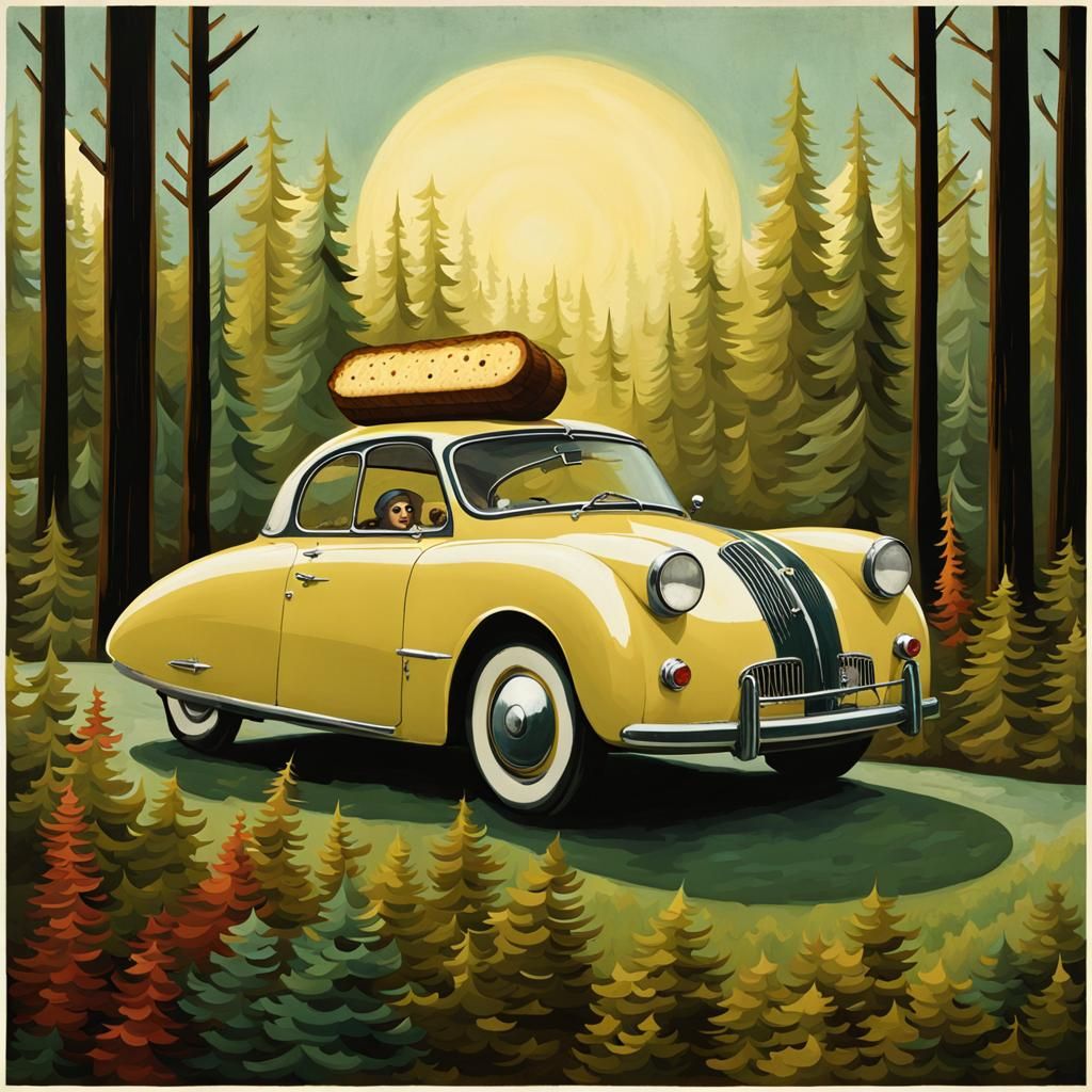 Surreal Creature Bounding Through Forest