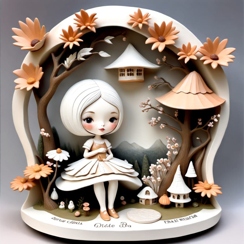 Paper Craft Ceramic Diorama of Enchanted Fairytale
