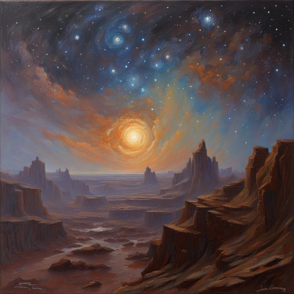 James Gurney Style Space Oil Painting