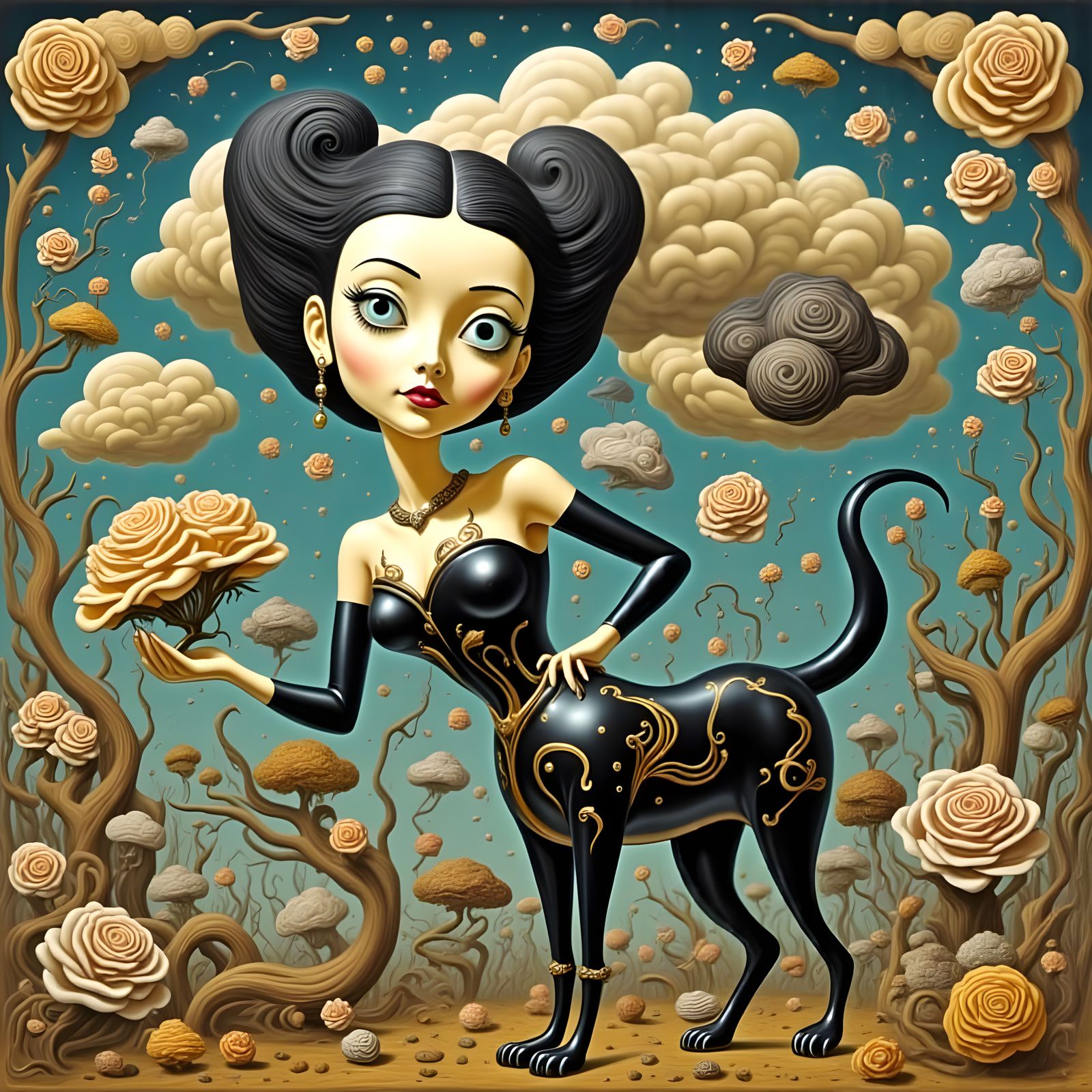 Elegant Young Woman in Modern Fashion Attire with Horse