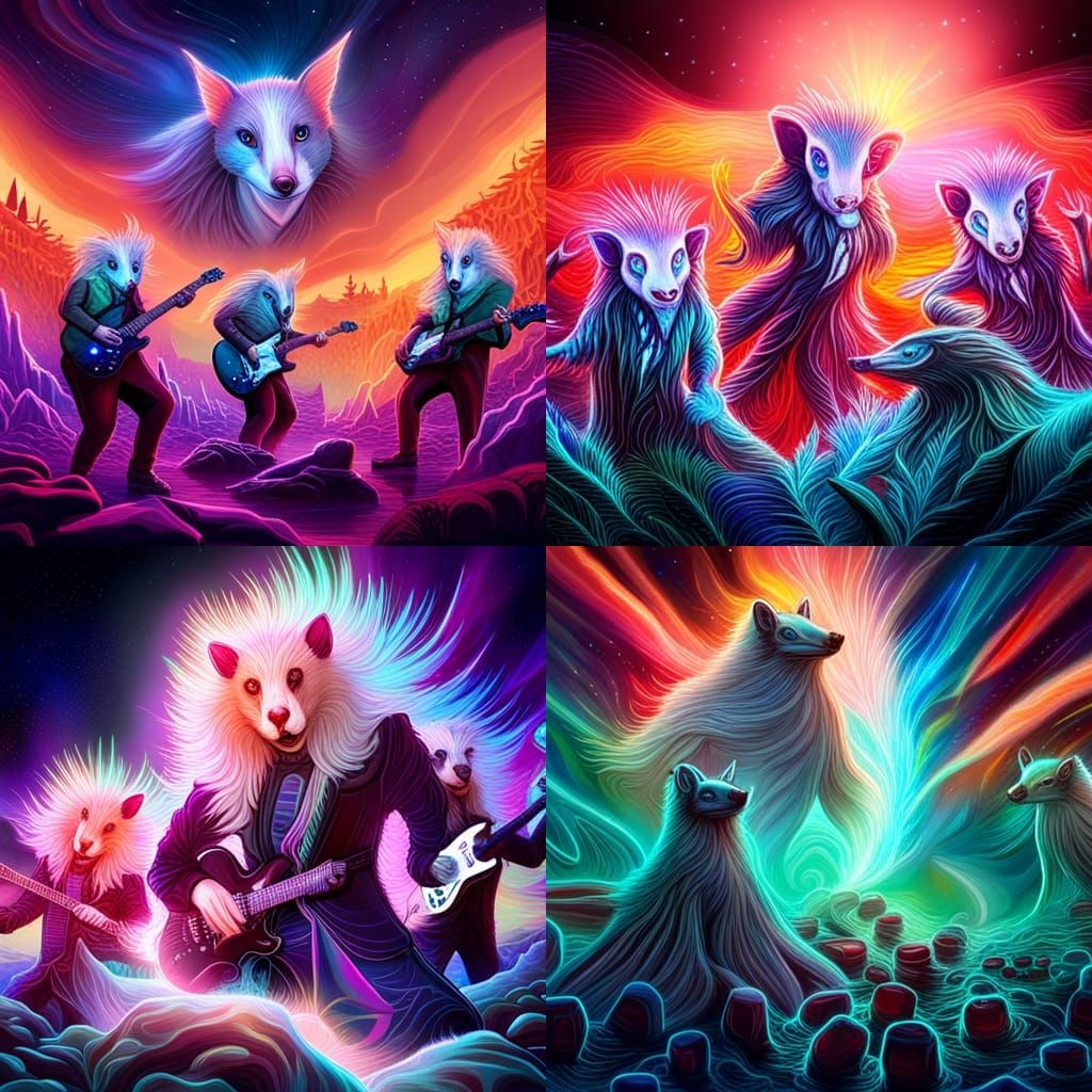 Skunks at Heavy Metal Show: Cosmic Illustration