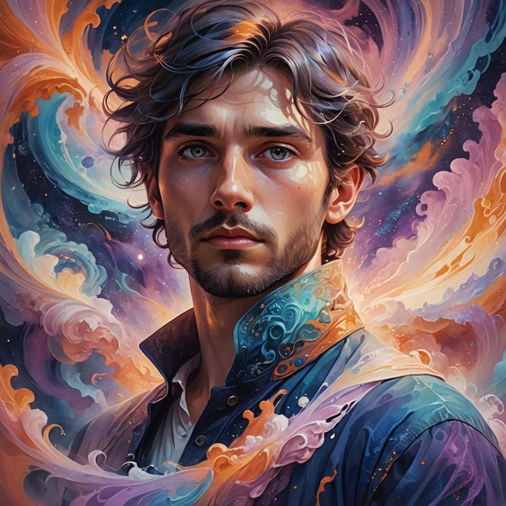 Ethereal Man Portrait in Dreamlike Digital Painting