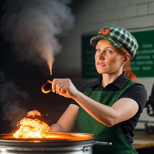 Ginger Woman Building Car Bomb: Professional Photography