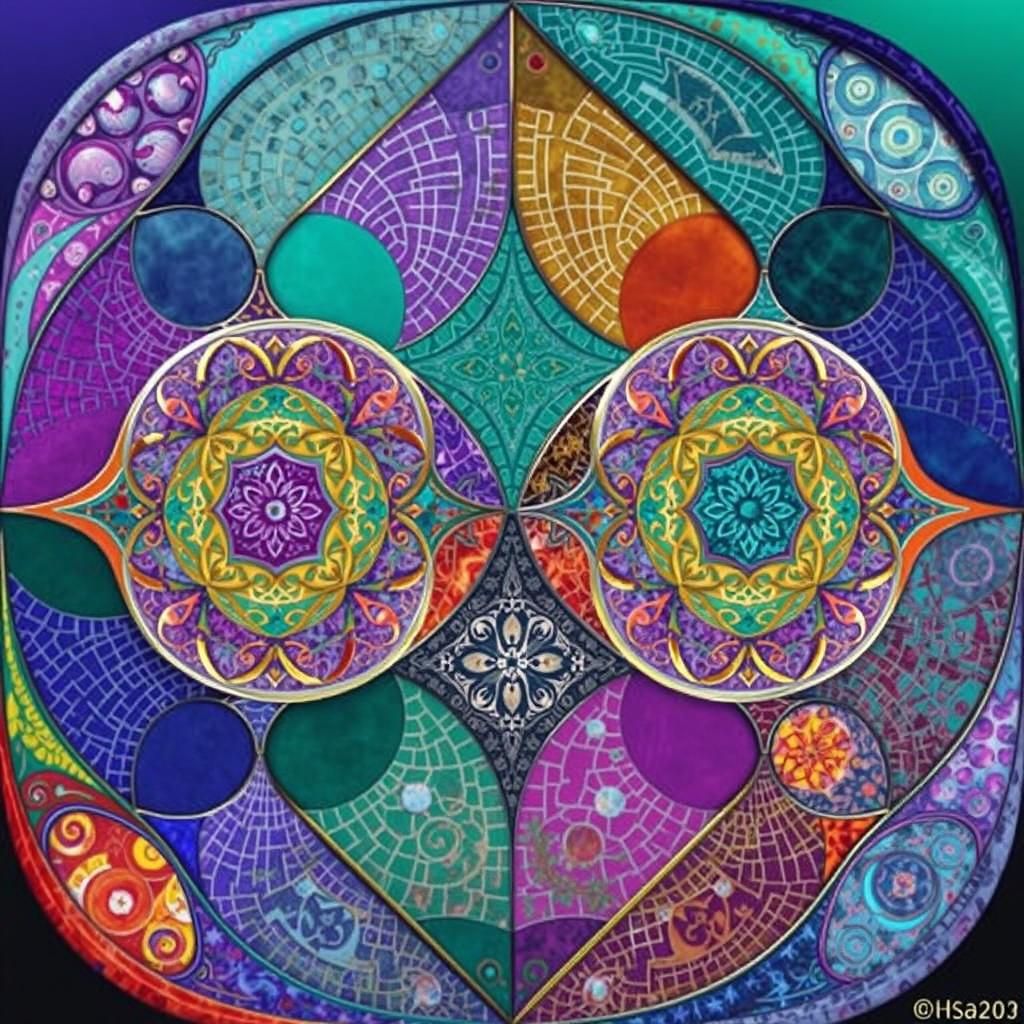 Celtic Fractal Mosaic Hair in Photorealistic Cloisonné Style