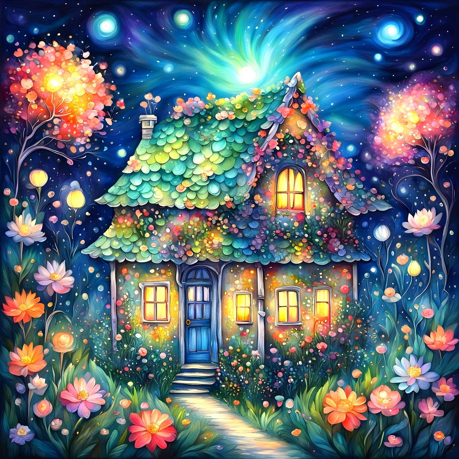 Whimsical Garden Cottage in Dreamy Pastel Hues