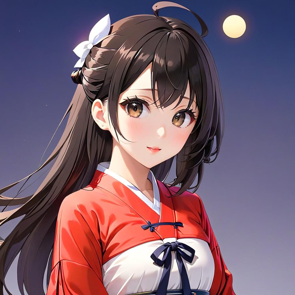 Korean Woman in Hanbok, Anime Style