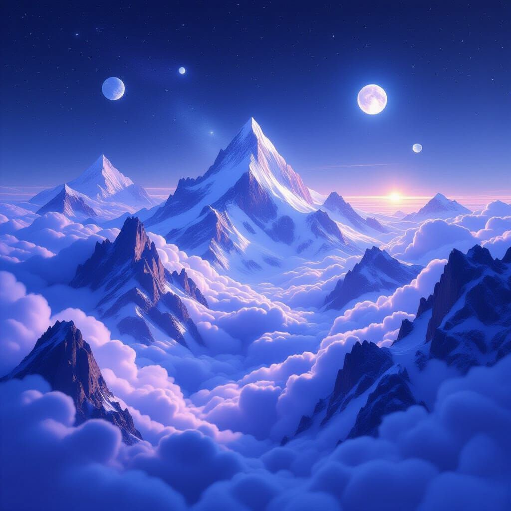 Surreal Cloud Alps in Cosmic Expanse