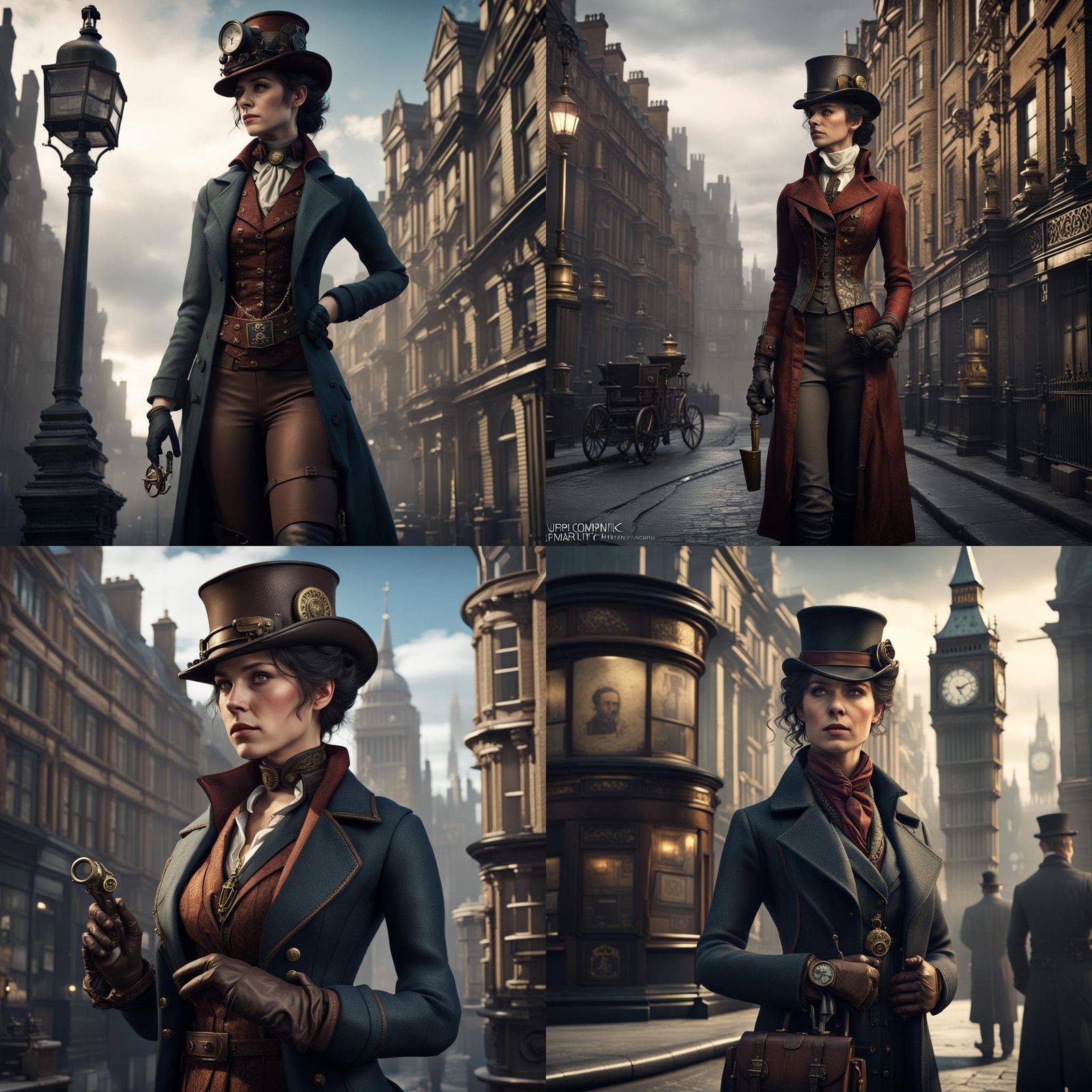 Steampunk Female Sherlock Holmes in London, 8K