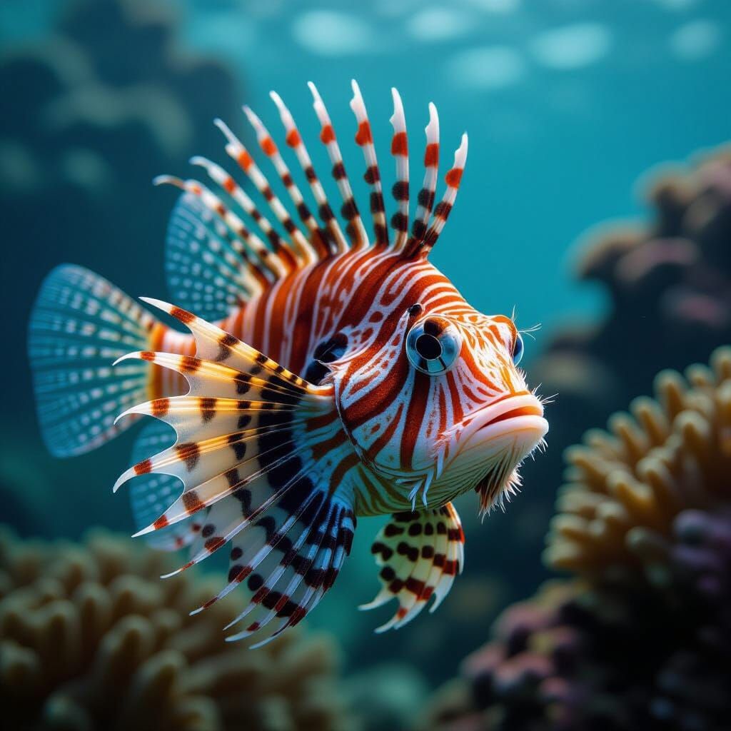 Striking Close-Up of a Vibrant Lionfish