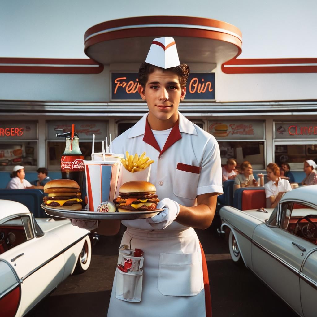 American Graffiti's Diner carhop on roller skates