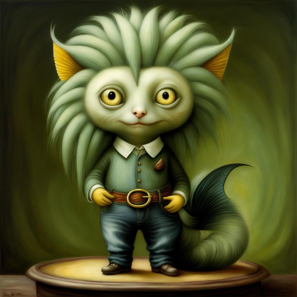 Enchanting Mythical Creature on Orange Surface in Surreal St...