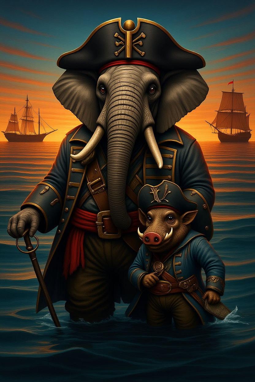 Pirate Elephant in Fractal Illusion Landscape
