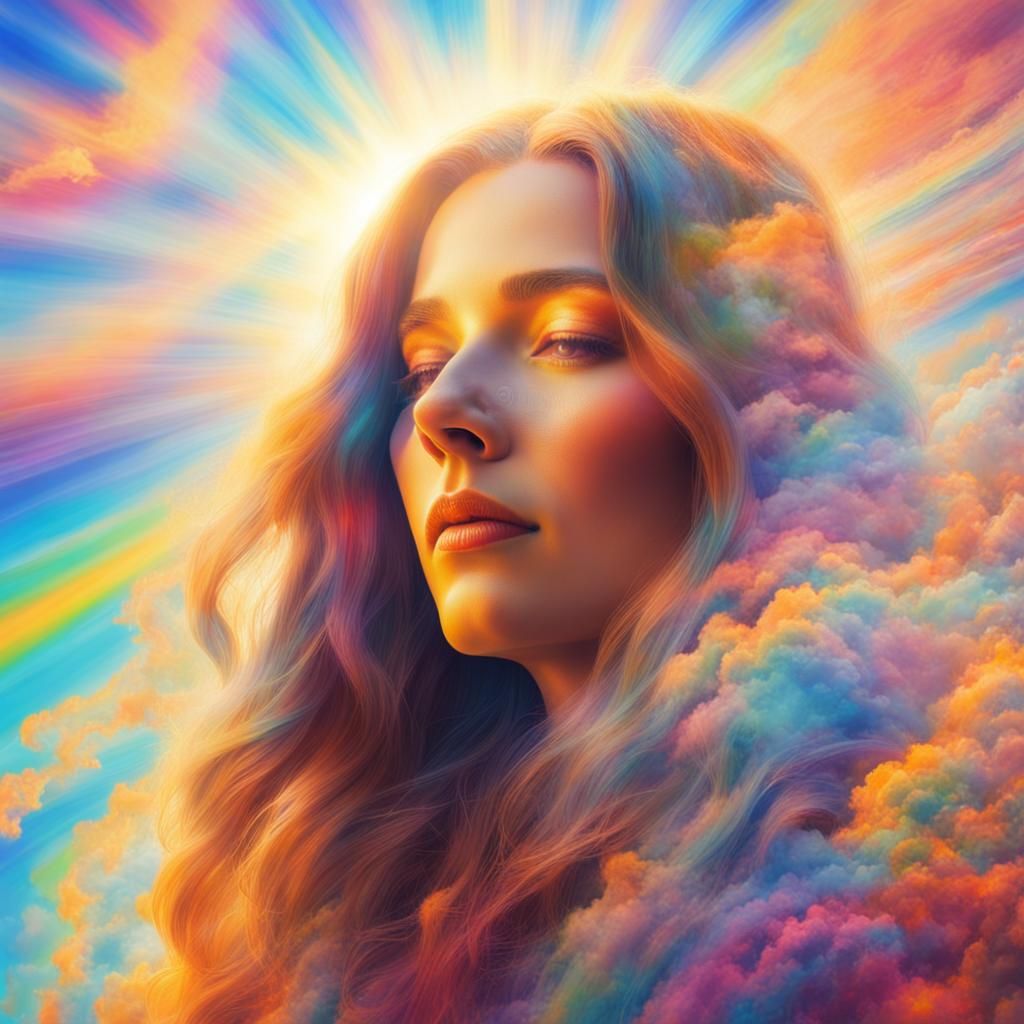 Psychedelic Portrait of Woman in Divine Light