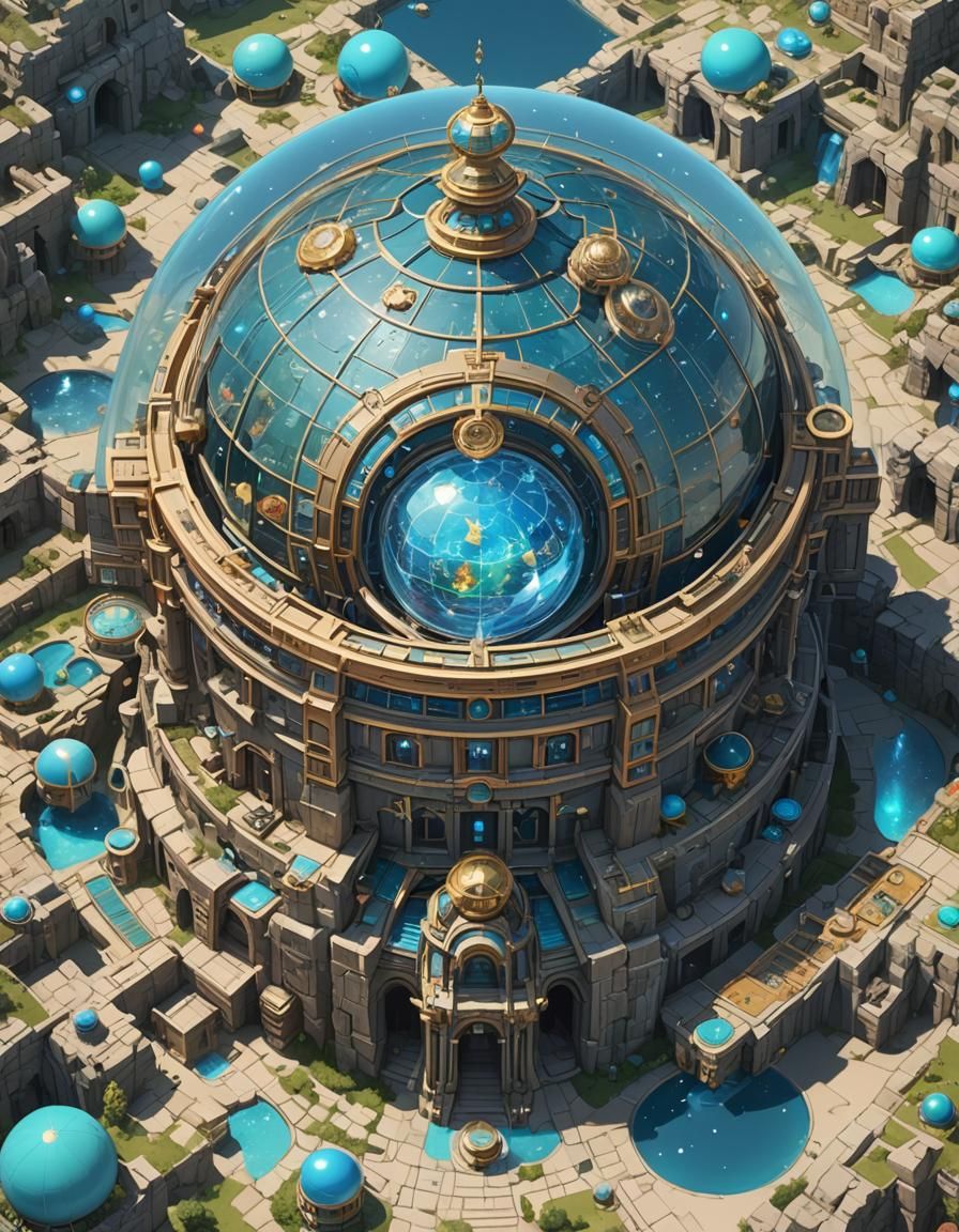 Surreal Astrolabe in Inflatable Dome, Digital Art