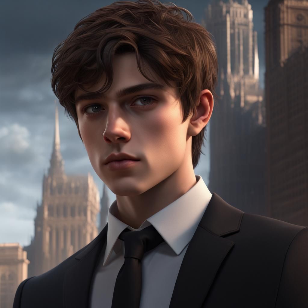 Handsome Boy in Black Suit: Digital Matte Painting