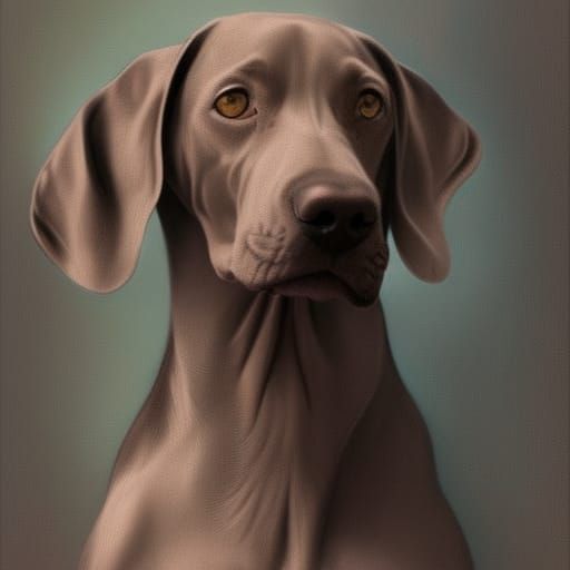 Weimaraner Surrounded by Math, Digital Art Portrait