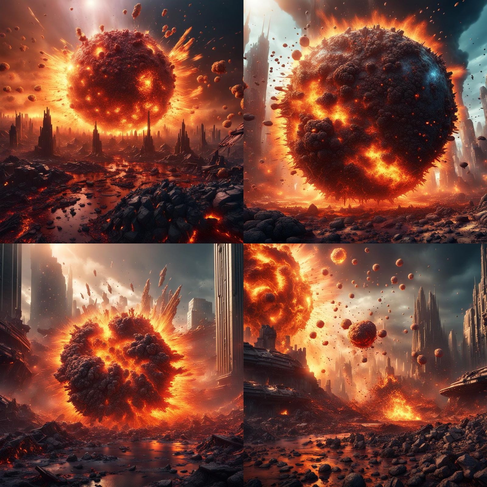Exploding Sci-Fi Planet in Flames