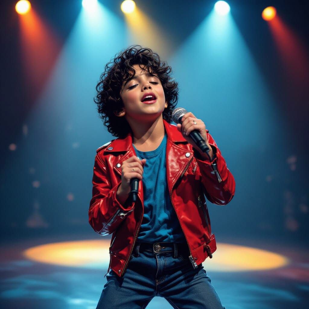 Boy Sings and Dances in Spotlight, 80s Pop Style