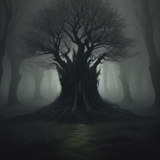 Haunted Pokémon in Dark Forest: Gothic Art