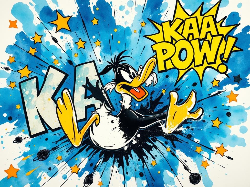 Daffy Duck's Watercolor KA-POW Comic Mishap