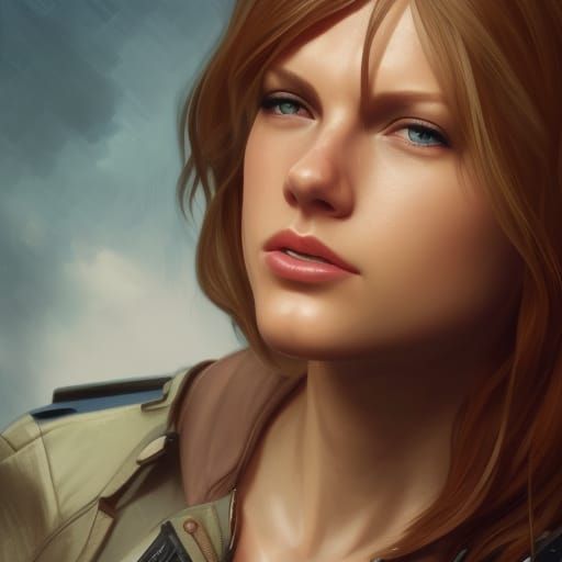 Claire Redfield as Taylor Swift: Hyperdetailed Portrait