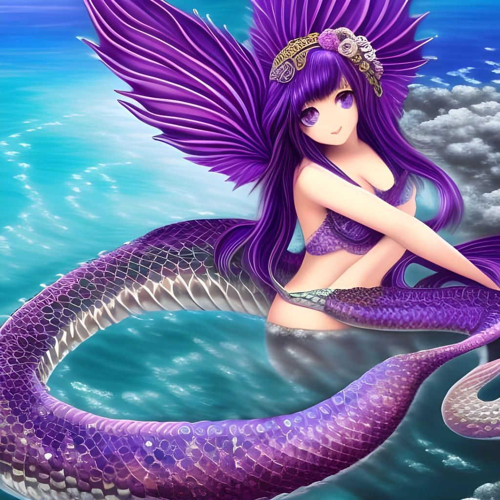 Detailed Lamia Monster Girl Illustration in Deep Color