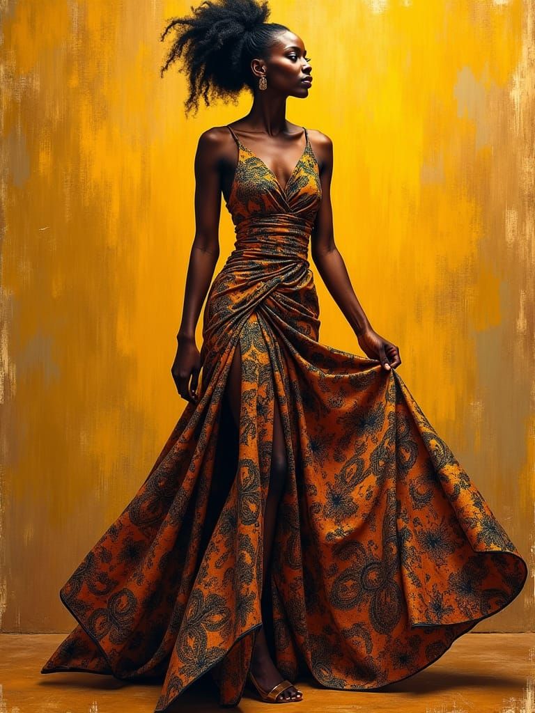 Regal Woman in Elegant Attire: Atroshenko-Inspired Painting