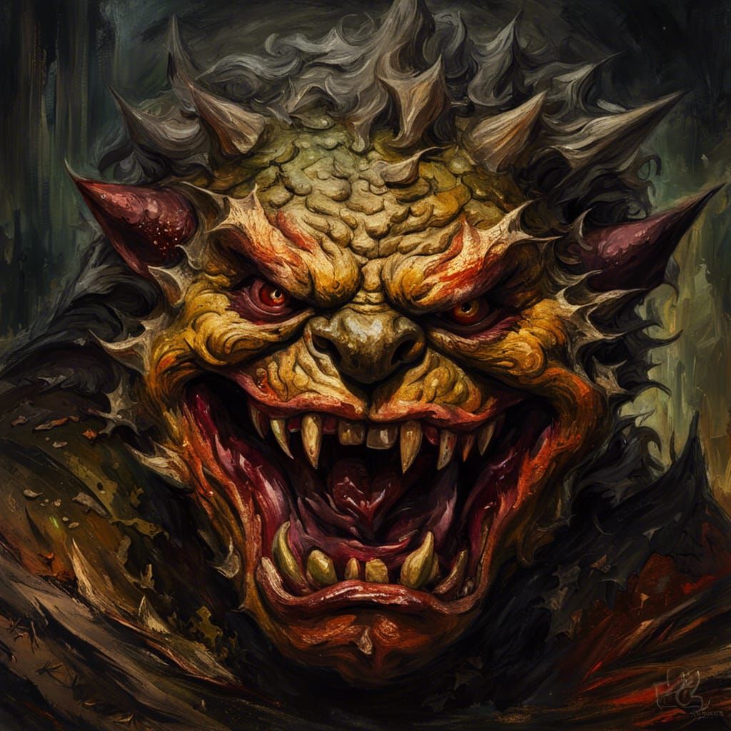 Grotesque Decaying Face in Gothic Impressionist Style