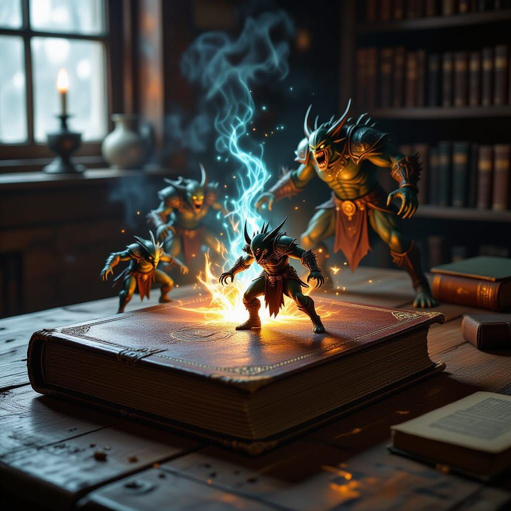 Fantasy Creatures Emerge From Open D&D Book