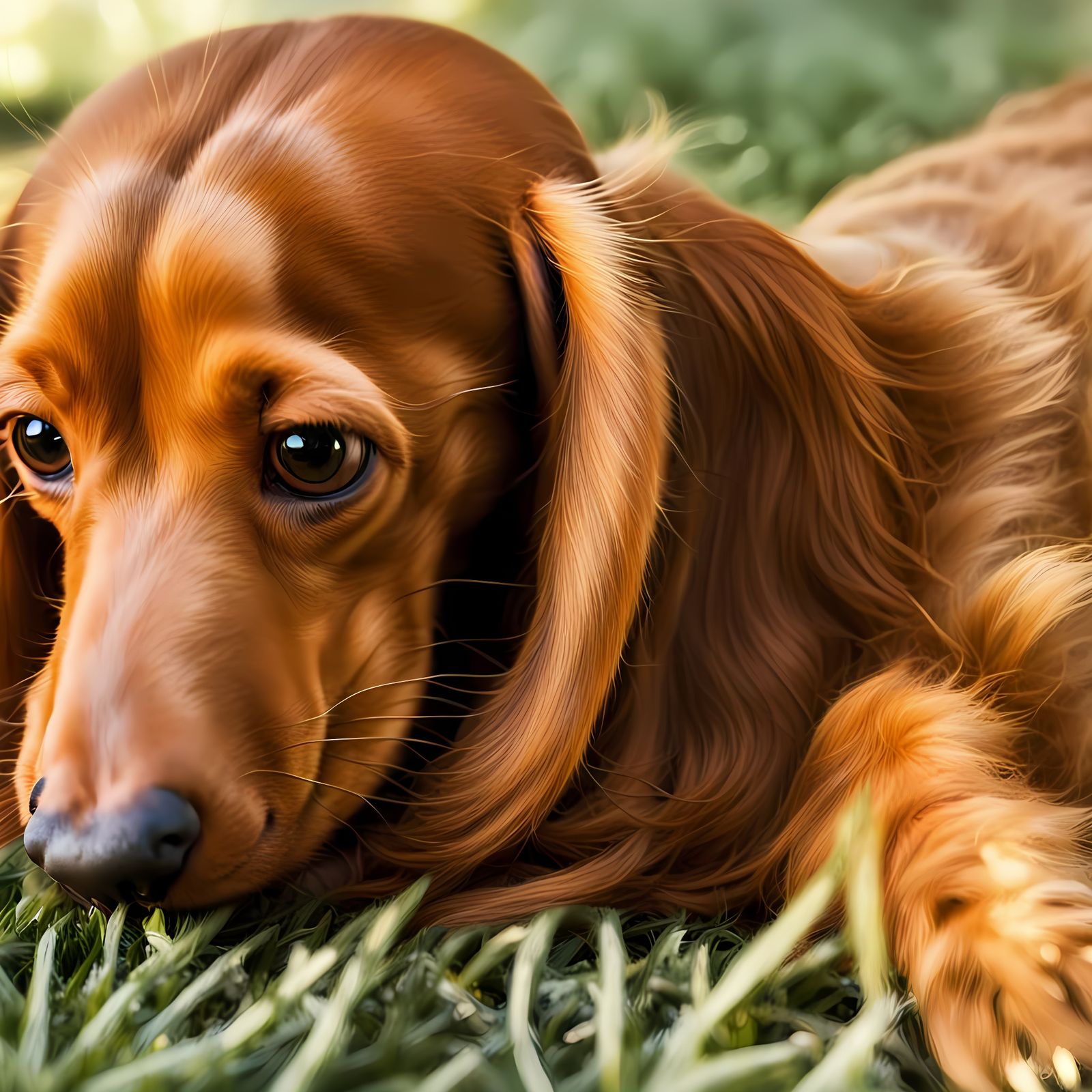 Laughing Red Dachshund in Evening Light