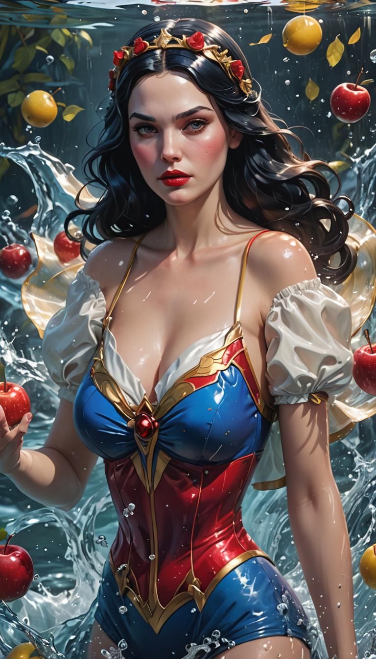 Snow White in Swimsuit: Hyperdetailed Splash Art