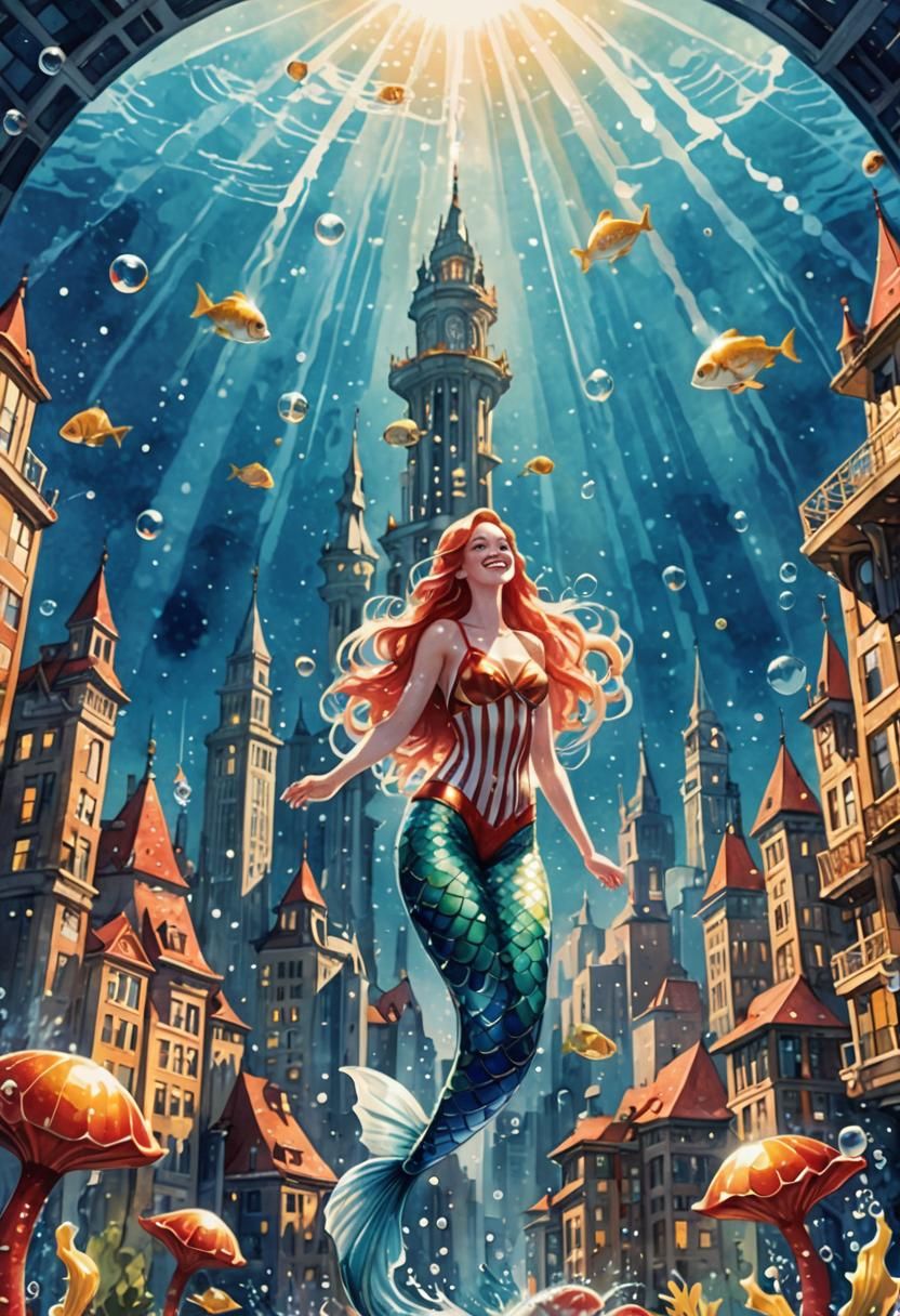 Underwater City Getaway: A Retro-Futuristic Mermaid's Paradi...