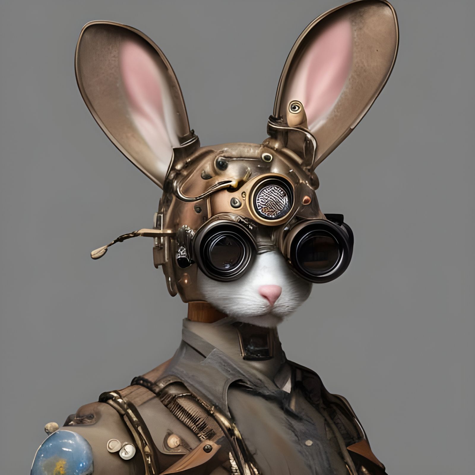 Detailed Steampunk Rabbit Model with Goggles