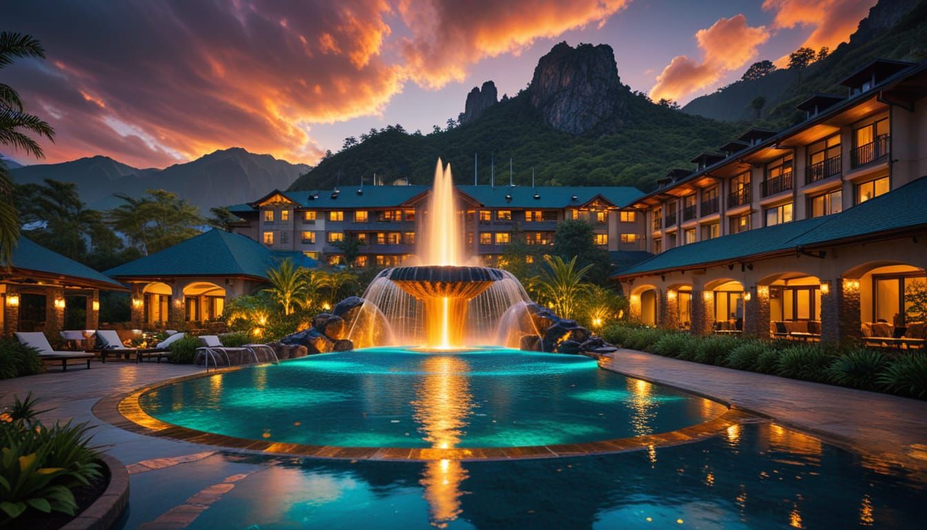 Mountain Fountain in Alcohol Ink Style