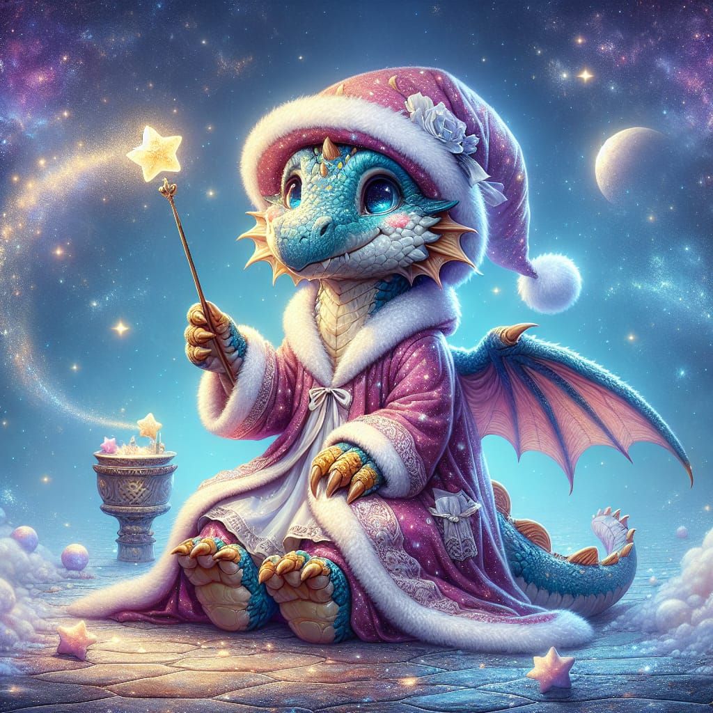 Cosmic Dragon in Dressing Gown: Fantasy Concept Art