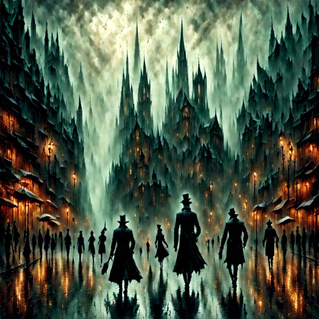 Gothic Parisian Night: Watercolour Silhouette